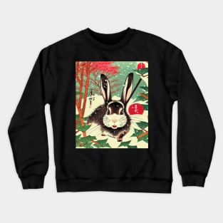 Winter Black and White Jersey Wooly Rabbit Bunny with Cute Eyes Crewneck Sweatshirt